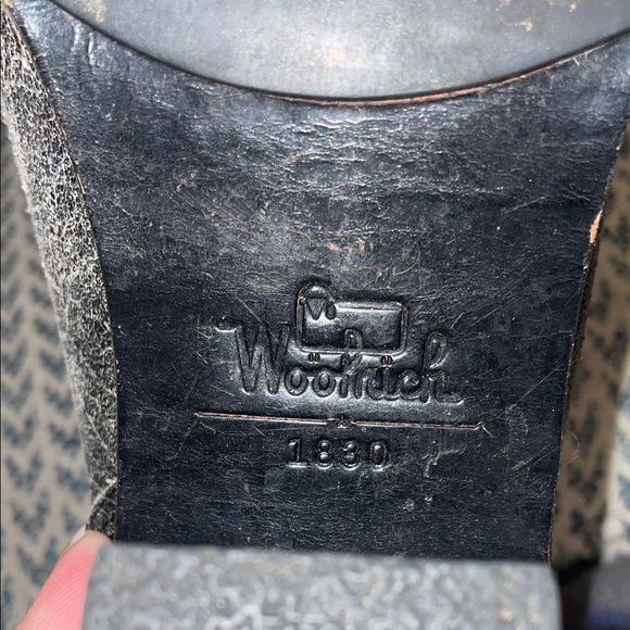 Woolrich Black and Gray Shearling-Cuff Heeled Ankle Boots - Picture 6 of 6